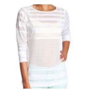 Tommy Bahama White Semi Sheer Stripes Top Medium